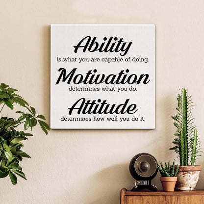 Inspirational Farmhouse Canvas Print Wall Art Decor One Small Positive Thought in the Morning Can Change Your Whole Day Sign Painting Plaque Rustic Home Decoration (8 X 8 Inches, Framed)