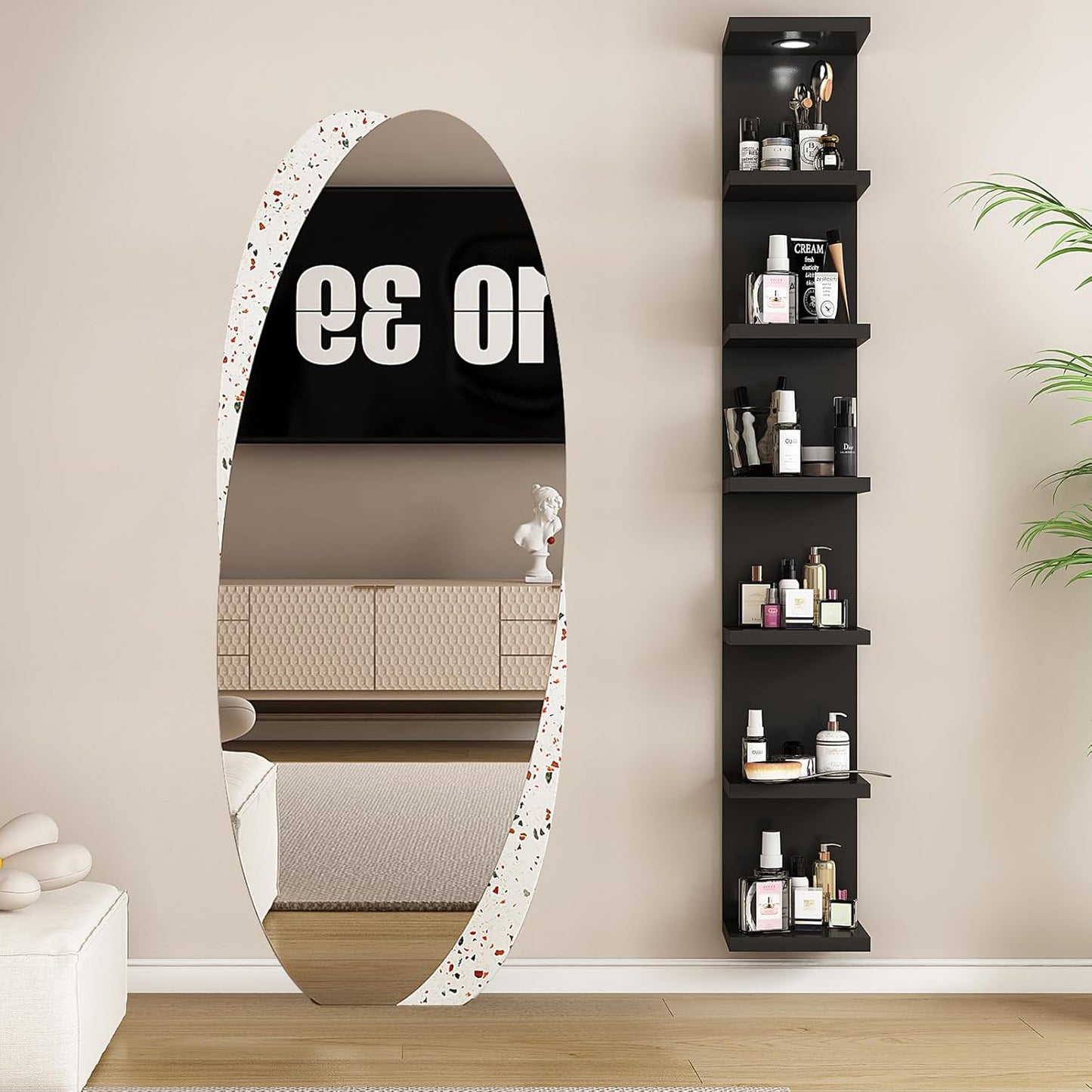 LitaEther Versatile 7 Tier Wall Shelf Unit,White Lack Wall Shelf,Display Floating Shelf with LED Remote Control Light