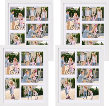 PHAREGE 5 Openings 4x6 Picture Frame Collage Black 4 Pack, 11x14 Poster Frame Set of 4, Display Family Wedding Photos Horizontal or Vertical on The Wall