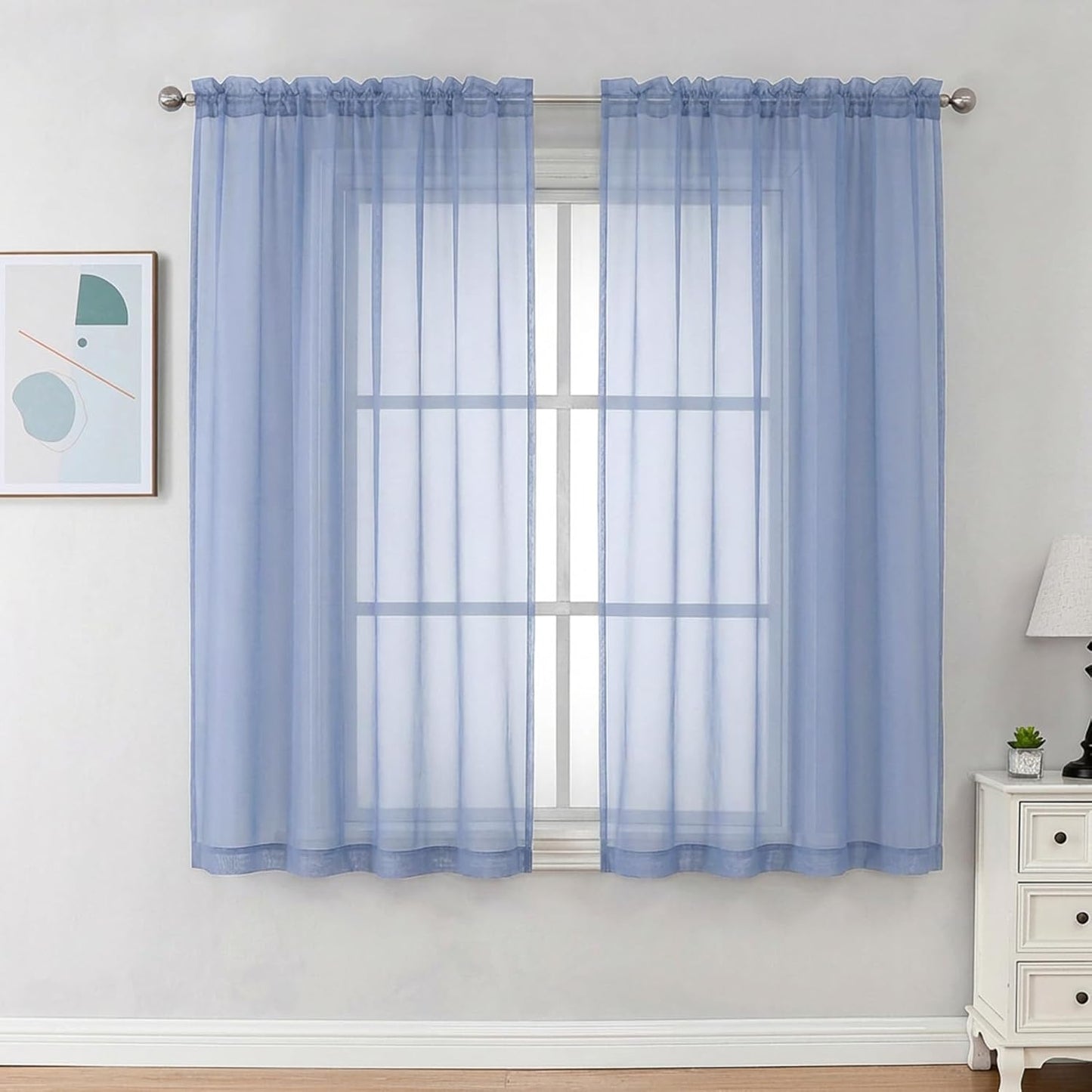 Chyhomenyc Sheer White Valances for Windows 2 Pack, Small Window Curtains for Living Room Bathroom Cafe Laundry Basement, Modern Top Dual Rod Pocket Voile Curtain, 42W x 14L inches, White - Colors B
