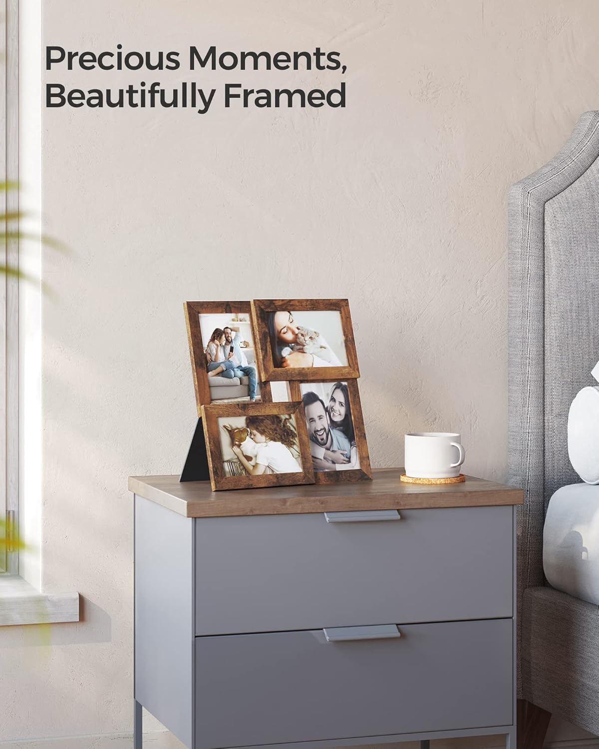 SONGMICS Collage Picture Frames, 4x6 for Wall Decor, Multi Family Photo for Gallery Decor, Hanging Display, Set of 4, Ink Black URPF25BK