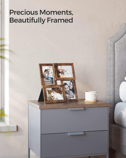 SONGMICS Collage Picture Frames, 4x6 for Wall Decor, Multi Family Photo for Gallery Decor, Hanging Display, Set of 4, Ink Black URPF25BK