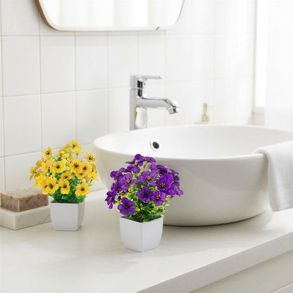 CEWOR Fake Plants 2 Pack Mini Potted Plants Bathroom Accessories Small Artificial Greenery Decorations for Bathroom Office Home Room Kitchen Table Indoor