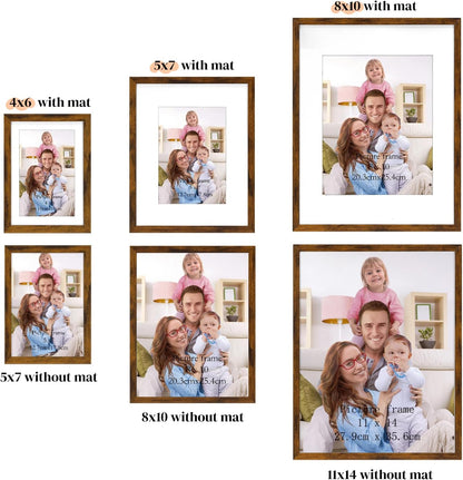 Giftgarden 14 Pack Black Picture Frames Set, 2pcs 11x14 Matted for 8x10, 6pcs 8x10 Matted for 5x7, 6pcs 5x7 Matted for 4x6, Gallery Frame Collage for Wall or Tabletop Display