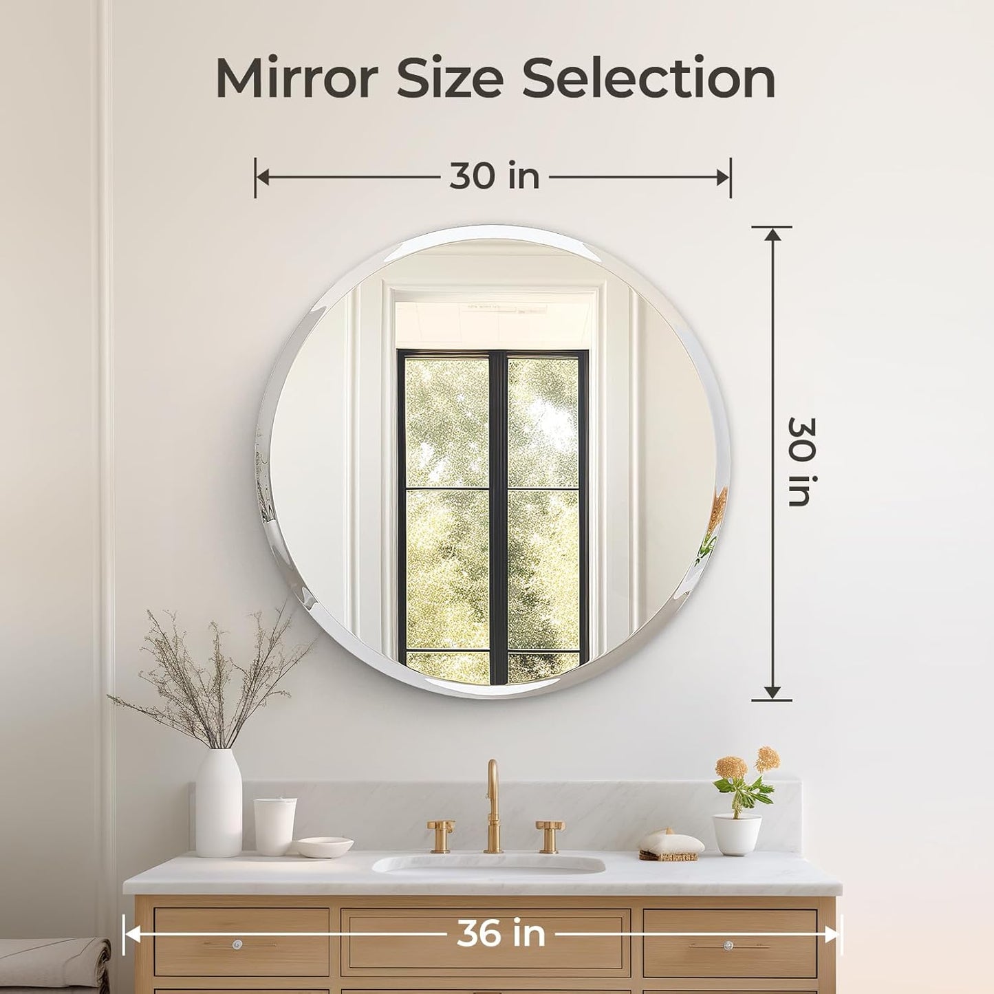 USHOWER Bathroom Mirrors for Over Sink, 36 Inch Circle Mirror with Metal Frame, Black Wall Mirror for Vanity, Entryway, Living Room, Hallway and Bedroom Decor