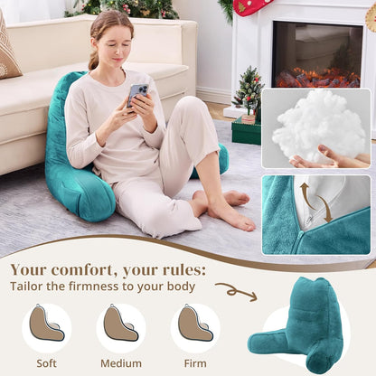 Sasttie Reading Pillows for Sitting in Bed Adult, Back Pillow Bed Sitting Up, Back-Rest Support Cushion for Sit Up on Couch, Sofa, and Floor, Dorm Essentials, Oeko-Tex Certified, Dark Grey