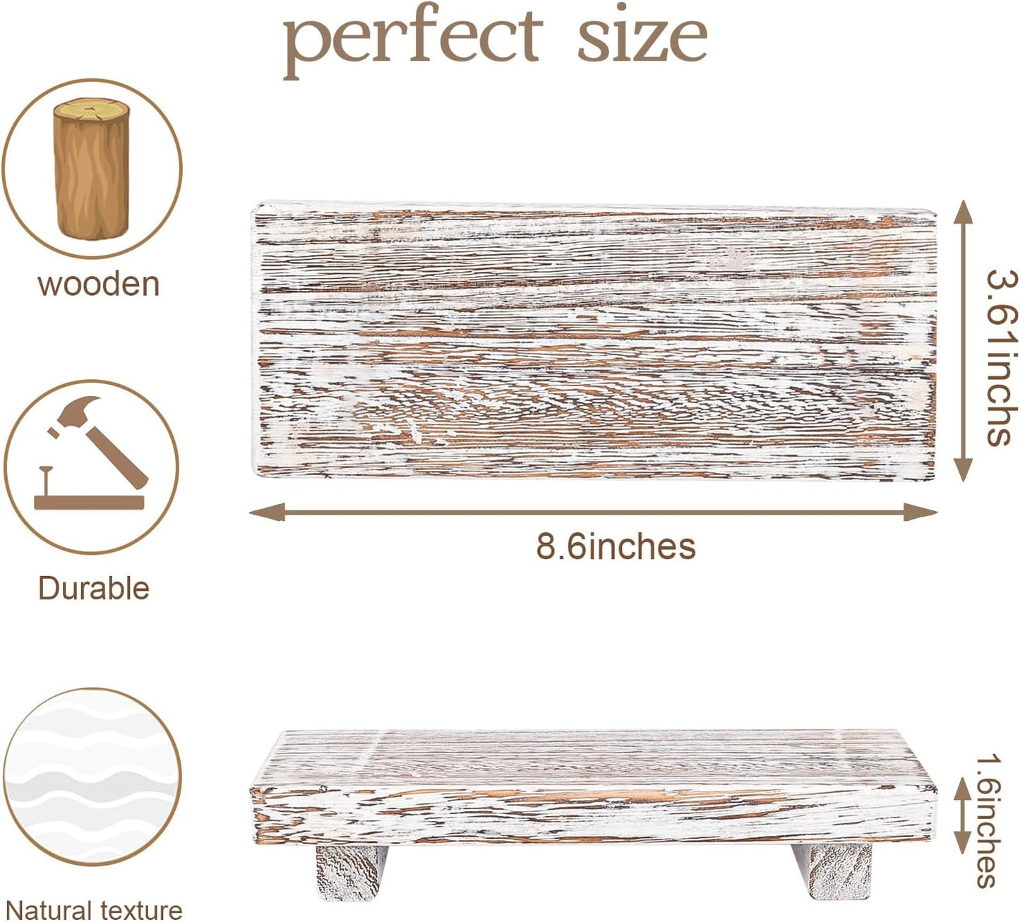 zoocatia Small Wood Tray Pedestal Stand Farmhouse Bathroom Decor Decorative Wooden Riser Kitchen Soap Dish Holder for Vanity, Counter, Sink, Brown