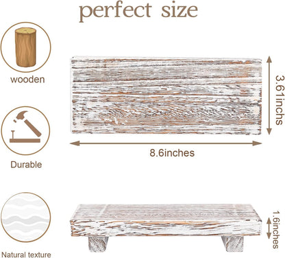 zoocatia Small Wood Tray Pedestal Stand Farmhouse Bathroom Decor Decorative Wooden Riser Kitchen Soap Dish Holder for Vanity, Counter, Sink, Brown