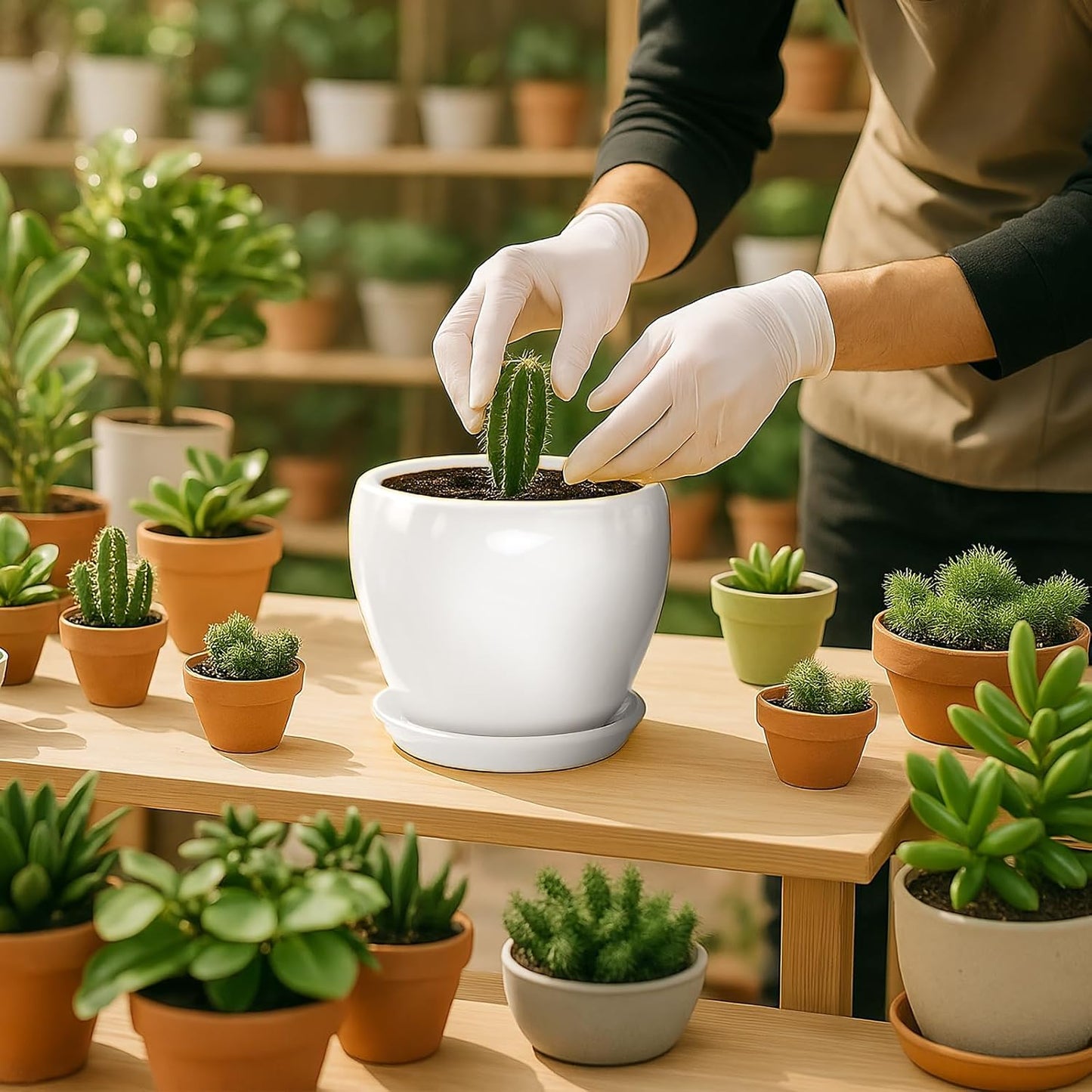 Deep Dream 6 Inch Plant Pots- Ceramic Planter Pot with Drainage Hole and Saucer, Round Flower Pot for Indoor Outdoor Succulent, Snake Plants and Cactus, Blue