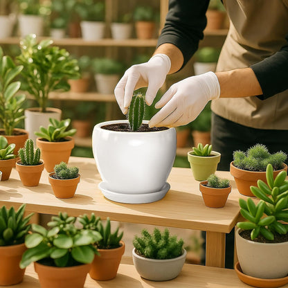 Deep Dream 6 Inch Plant Pots- Ceramic Planter Pot with Drainage Hole and Saucer, Round Flower Pot for Indoor Outdoor Succulent, Snake Plants and Cactus, Blue
