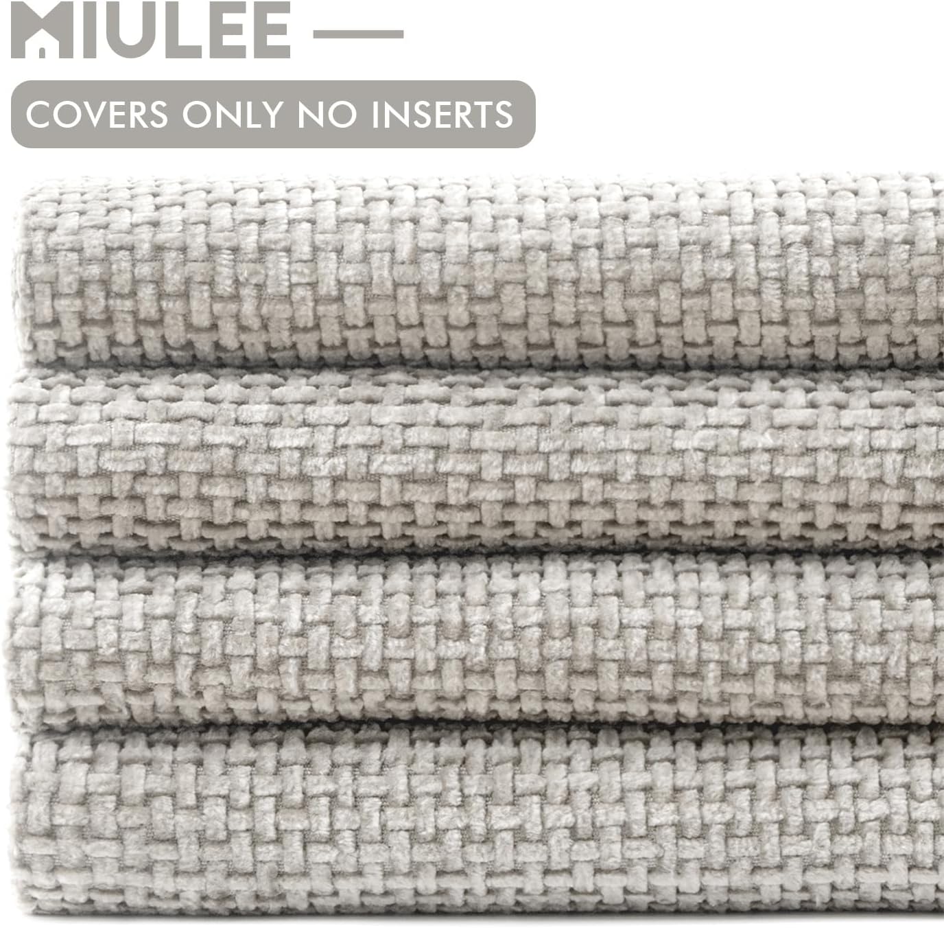 MIULEE Pack of 4 Couch Throw Pillow Covers 18x18 Inch Neutral Soft Decorative Chenille Pillow Covers Farmhouse Boho Cushion Covers for Mid Century Modern Spring Home Decor Sofa Bedroom Living Room