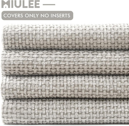 MIULEE Pack of 4 Couch Throw Pillow Covers 18x18 Inch Neutral Soft Decorative Chenille Pillow Covers Farmhouse Boho Cushion Covers for Mid Century Modern Spring Home Decor Sofa Bedroom Living Room