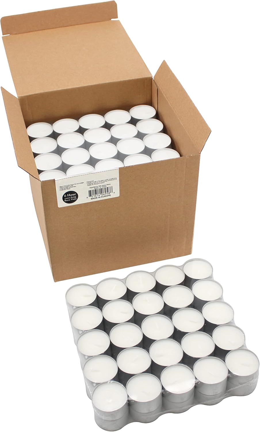 Stonebriar Unscented Long Burning White Tealight Candles, Bulk Pack, 6-7 Hour Burn Time, Smokeless Tealights for Parties, Weddings, Home, 100 Count