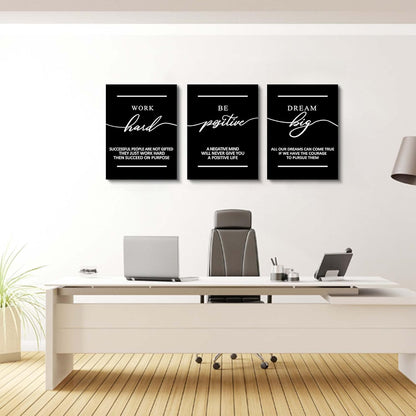 Inspirational Canvas Painting Wall Art -EPHANY ART,Mindset Quotes Prints, Success Framed Entrepreneur Poster Positive Quotes Wall Poster for Home Office Workplace (M-3pcs,12x16inchx3pcs)