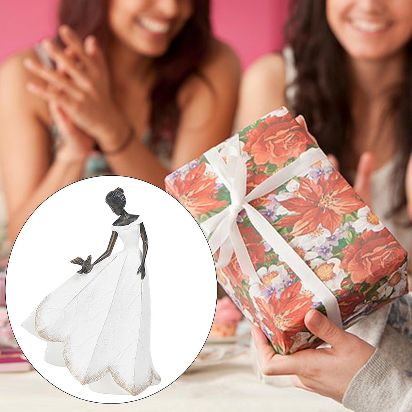 Guichifun Fairy Statue Collection Home Decoration - Leaf Angel Girls Resin Modern Table Decor for Living Room Office Sculpture Decor for Women Indoor Rustic Figurines Gift 5 x 3 x 7.5 Inch