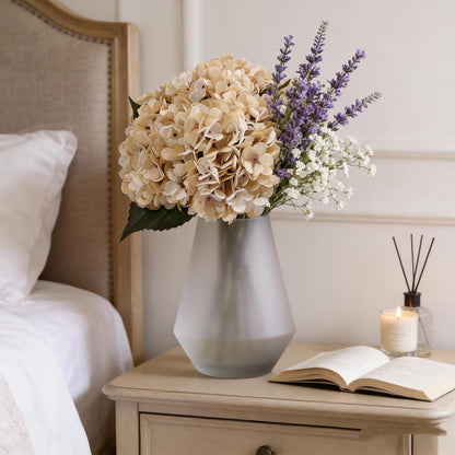 Kimura's Cabin 6pcs White Hydrangea Artificial Flowers Silk Fake Hydrangeas Faux Hydrangea Flowers with Stems for Wedding Bouquets Arrangement Home Table Centerpieces Baby Shower Party Decoration
