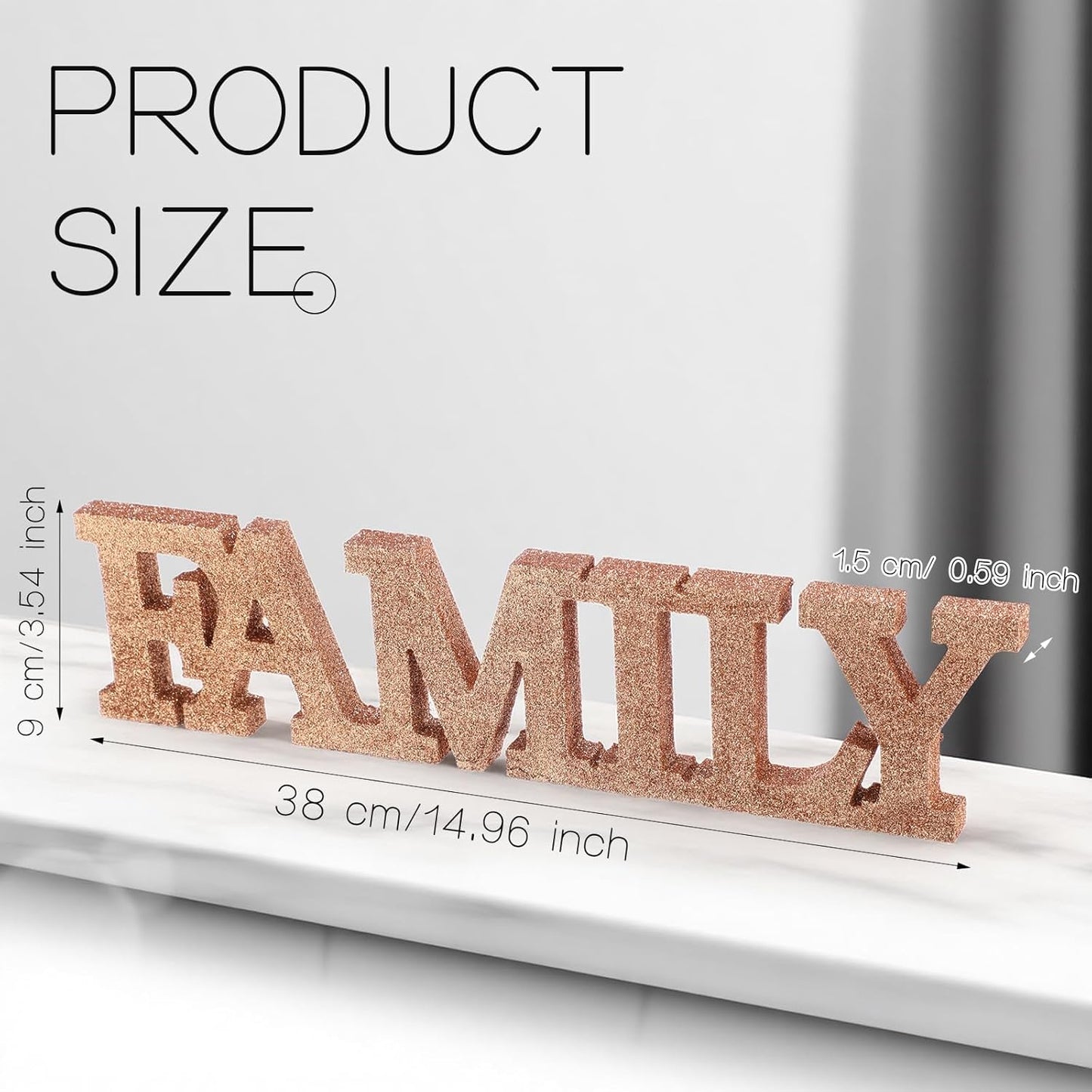 Wonderjune Wooden Home Wall Decor Sign Rustic Family Room Table Decoration Family Letter Signs for Pantry Kitchen Living Room Bedroom Shelf Mantel Fireplace Tables Centerpiece(White)