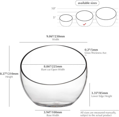 WGVI Clear Slant Cut Bowl Glass Vase, Glass Terrarium, Candy Dish, Glassware, Slant Open: 7". Height: 6" x 2.7". Base: 4" (1 Piece)