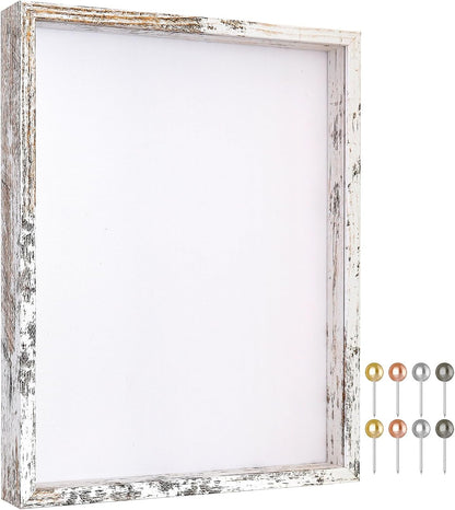Califortree 8x8 Shadow Box Frame with Soft Linen Back - Push Pins Included, Memory Box Display Case for Flower, Tickets and 3D Items, Black