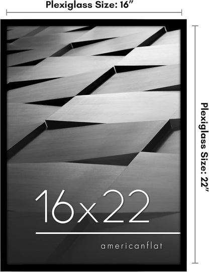 Americanflat 24x36 Poster Frame with Polished Plexiglass - Streamline Collection - Thin Border Picture Frame for Wall Display - Hanging Hardware Included - Black - Colors B