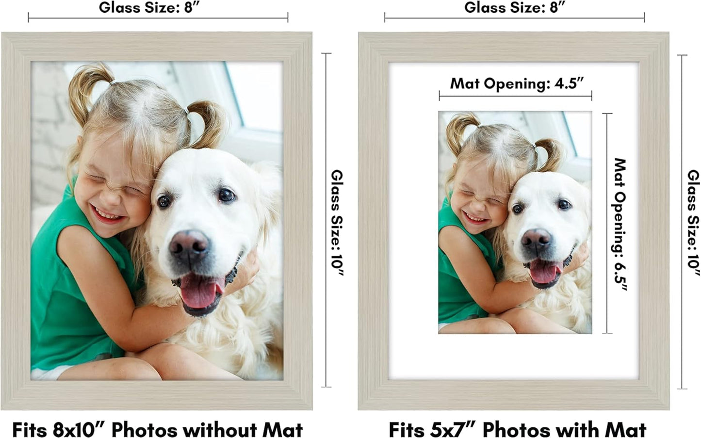Americanflat 8x10 Picture Frame with Shatter-Resistant Glass - Use as 5x7 Frame with Mat or Display 8x10 Photo Without Mat - Signature Collection - Picture Frames for Tabletop and Wall Display - Black