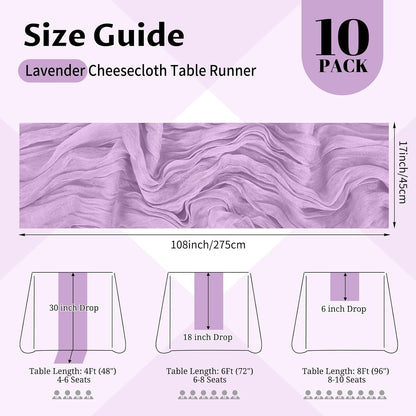 10 Pack Beige Cheesecloth Table Runner 17x108 Inch Boho Gauze Cheese Cloth Table Runners for Wedding Party Baby Shower Birthday Home Decor