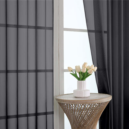 OWENIE Sheer Curtains 84 inches Long 2 Panels Set for Living Room/Bedroom, Rod Pocket Voile Sheer Panel Drapes, White, 2pcs, Each 42" W x 84" L - Colors B