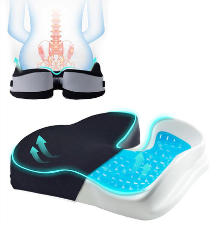 Seat Cushions for Office Chairs Wheelchair Cushion for Long Sitting Back Pain，Memory Foam Seat Car Computer Desk Chair Cushion，Coccyx Cushion for Tailbone Pain Relief Cushion Office Chair Black