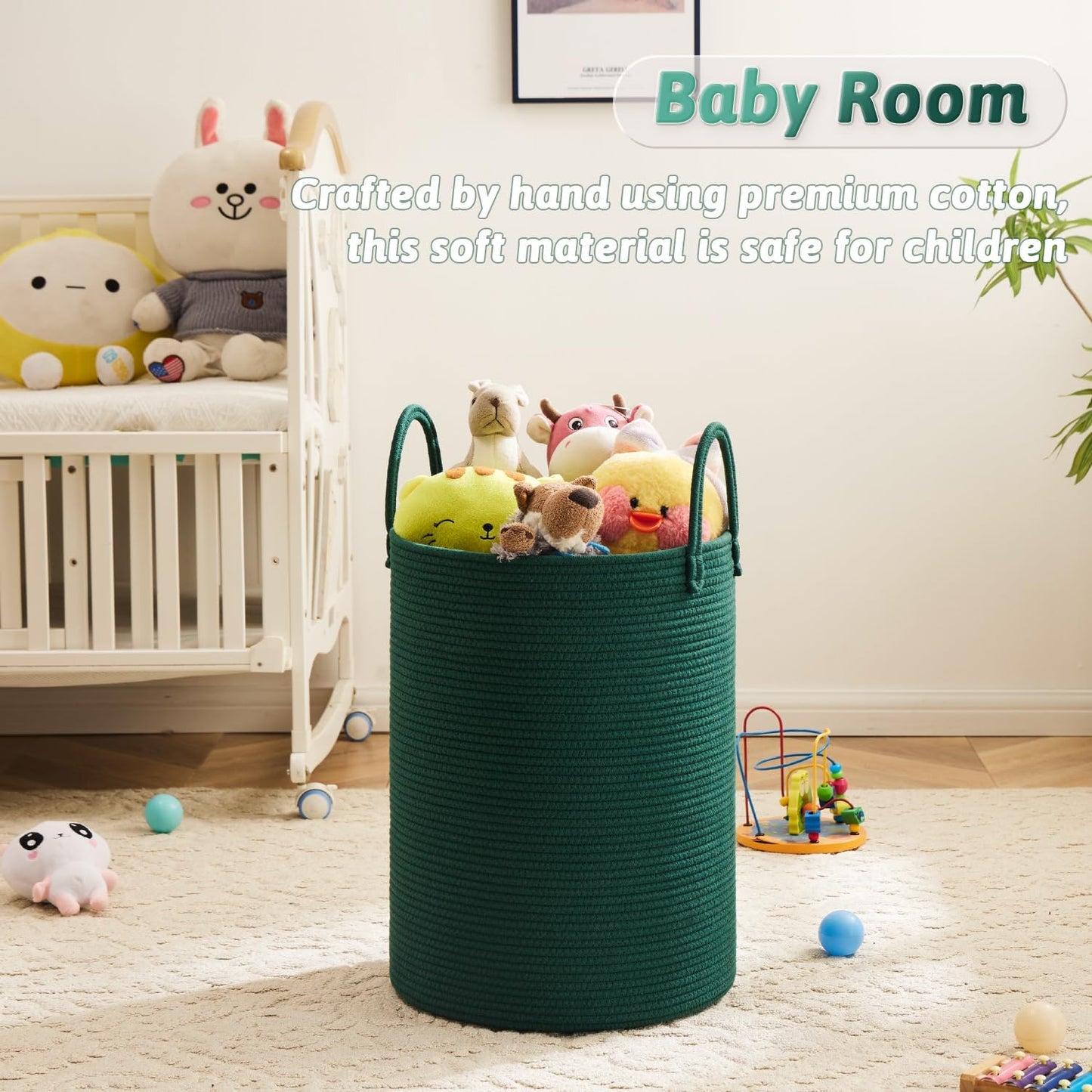 Artfeel Laundry Basket,Woven Cotton Rope Laundry Hamper,60L for Decor Storage of Dirty Clothes,Toys and Blankets in Bathroom,Baby Room and Living Room
