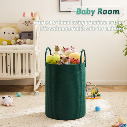 Artfeel Laundry Basket,Woven Cotton Rope Laundry Hamper,60L for Decor Storage of Dirty Clothes,Toys and Blankets in Bathroom,Baby Room and Living Room