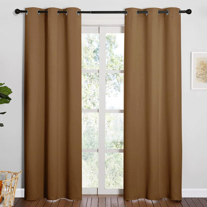 NICETOWN Halloween Pitch Black Solid Thermal Insulated Grommet Blackout Curtains/Drapes for Bedroom Window (2 Panels, 42 inches Wide by 63 inches Long, Black) - Colors A