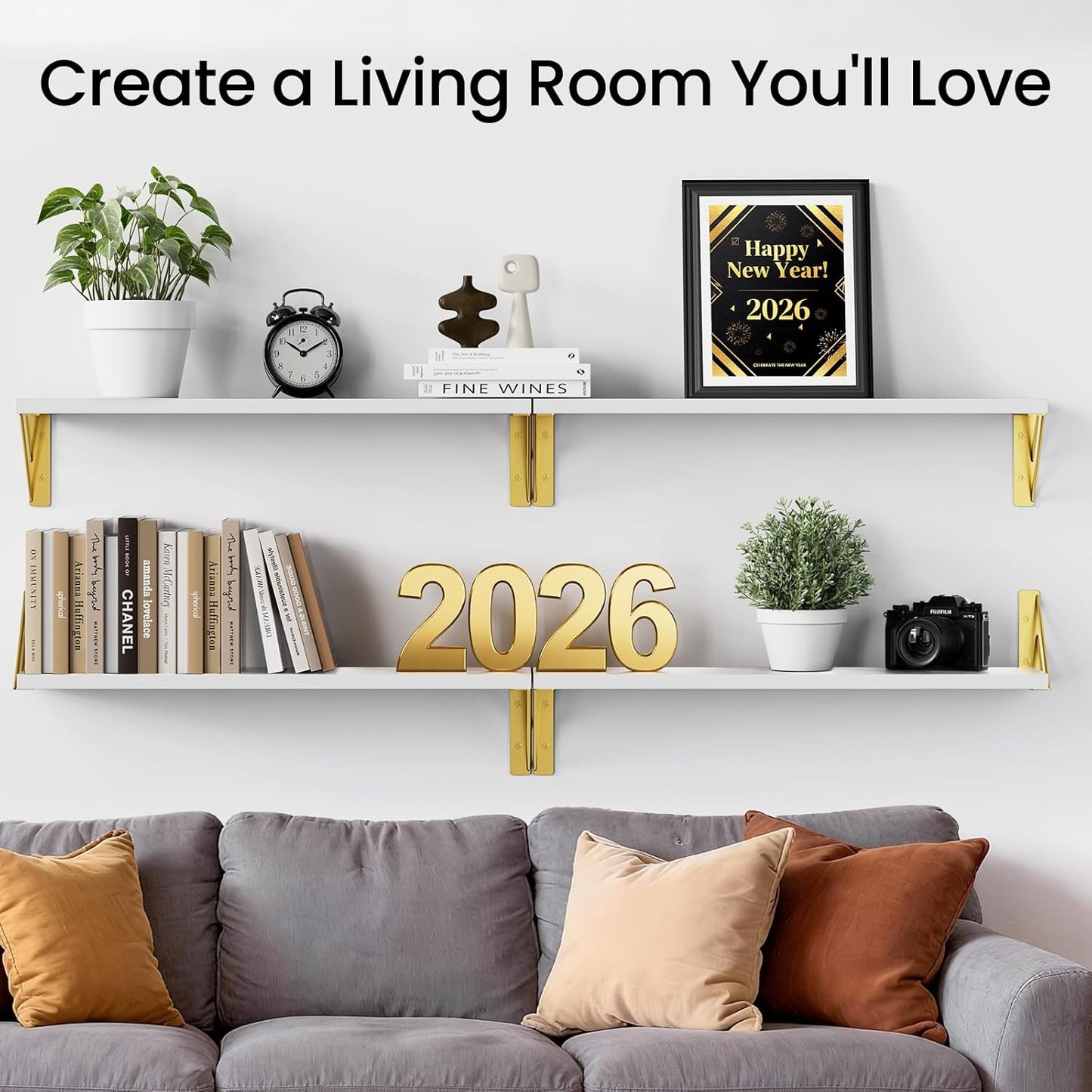 BAYKA Wall Mounted Floating Bathroom Shelves, Wood Wall Shelf for Bathroom Essentials & Decor, Space-Saving Display & Organizer (Black, Set of 4)