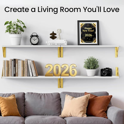 BAYKA Wall Mounted Floating Bathroom Shelves, Wood Wall Shelf for Bathroom Essentials & Decor, Space-Saving Display & Organizer (Black, Set of 4)