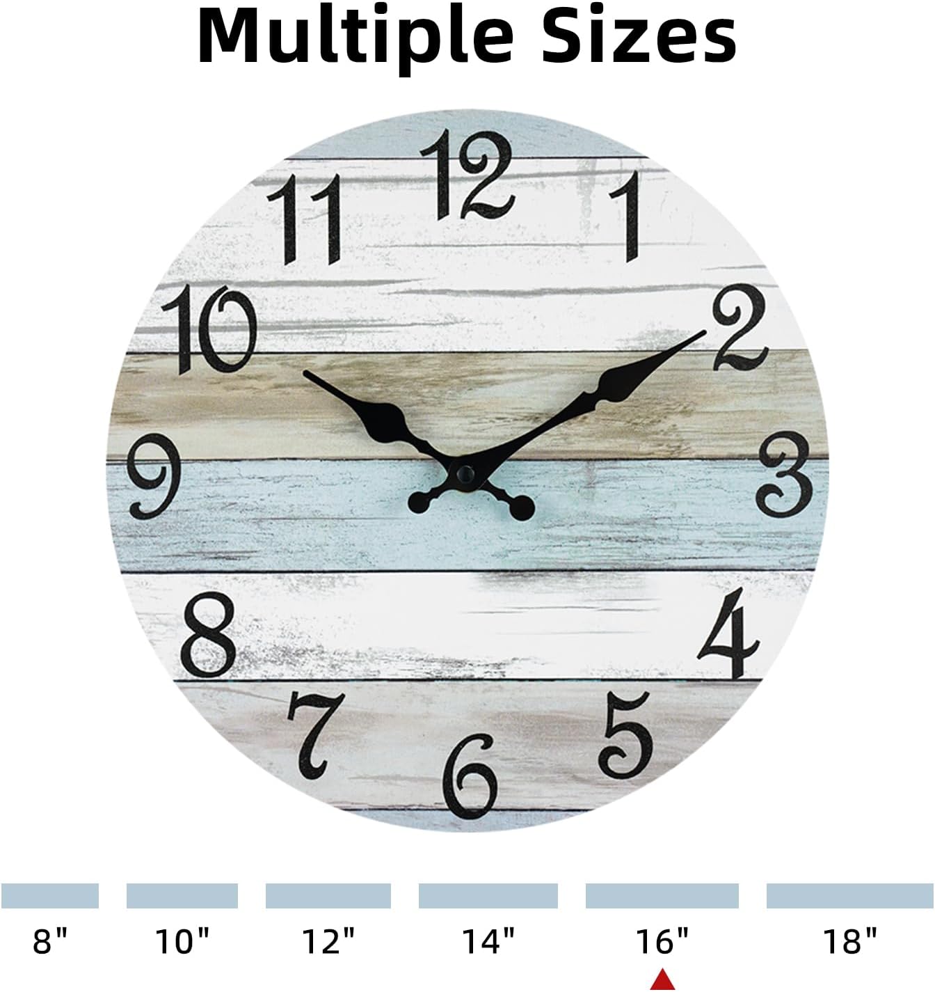 CHYLIN Wall Clock, Silent Non Ticking Battery Operated, Rustic Coastal Country Clock Decorative for Bathroom Kitchen Bedroom 8