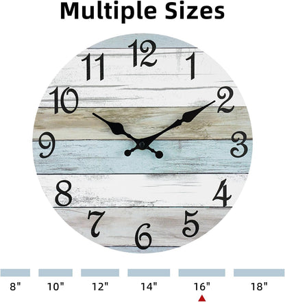 CHYLIN Wall Clock, Silent Non Ticking Battery Operated, Rustic Coastal Country Clock Decorative for Bathroom Kitchen Bedroom 8