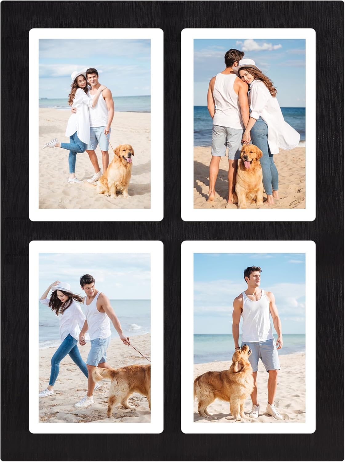 YESKAY 4x6 Picture Frame Collage for Wall Decor, Multiple Photo Collage Frames with Tempered Glass, 7-Opening for 4 x 6 Picture Frames, Rustic Brown, 1 Pack