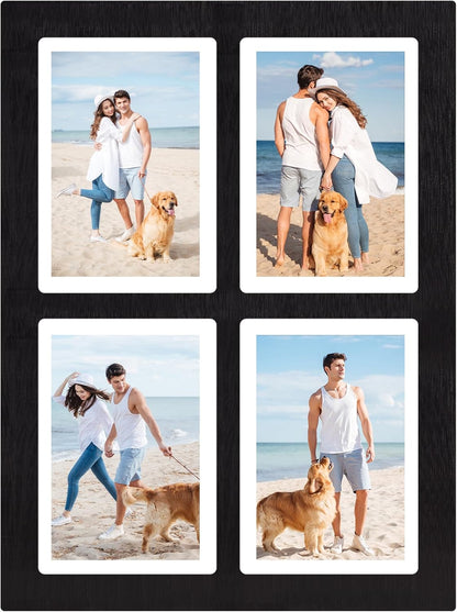 YESKAY 4x6 Picture Frame Collage for Wall Decor, Multiple Photo Collage Frames with Tempered Glass, 7-Opening for 4 x 6 Picture Frames, Rustic Brown, 1 Pack