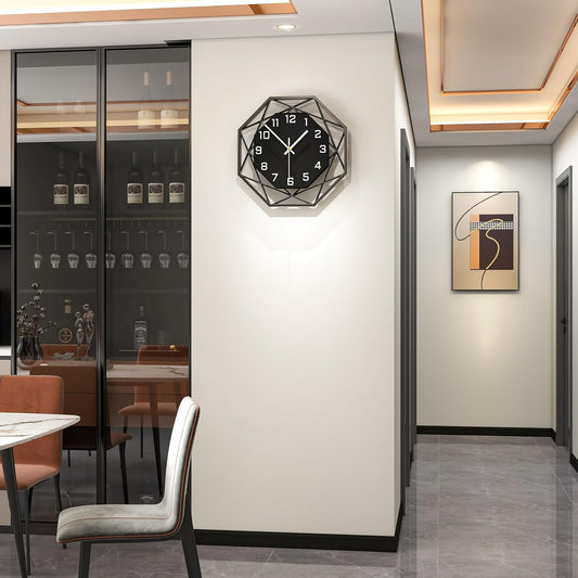 Modern Wall Clocks for Living Room Decor 12in Black Wall Clock Silent Non-Ticking Quartz Battery Operated for Office Kitchen Bedroom Bathroom Minimalist Small Clock Decoration Easy to Read