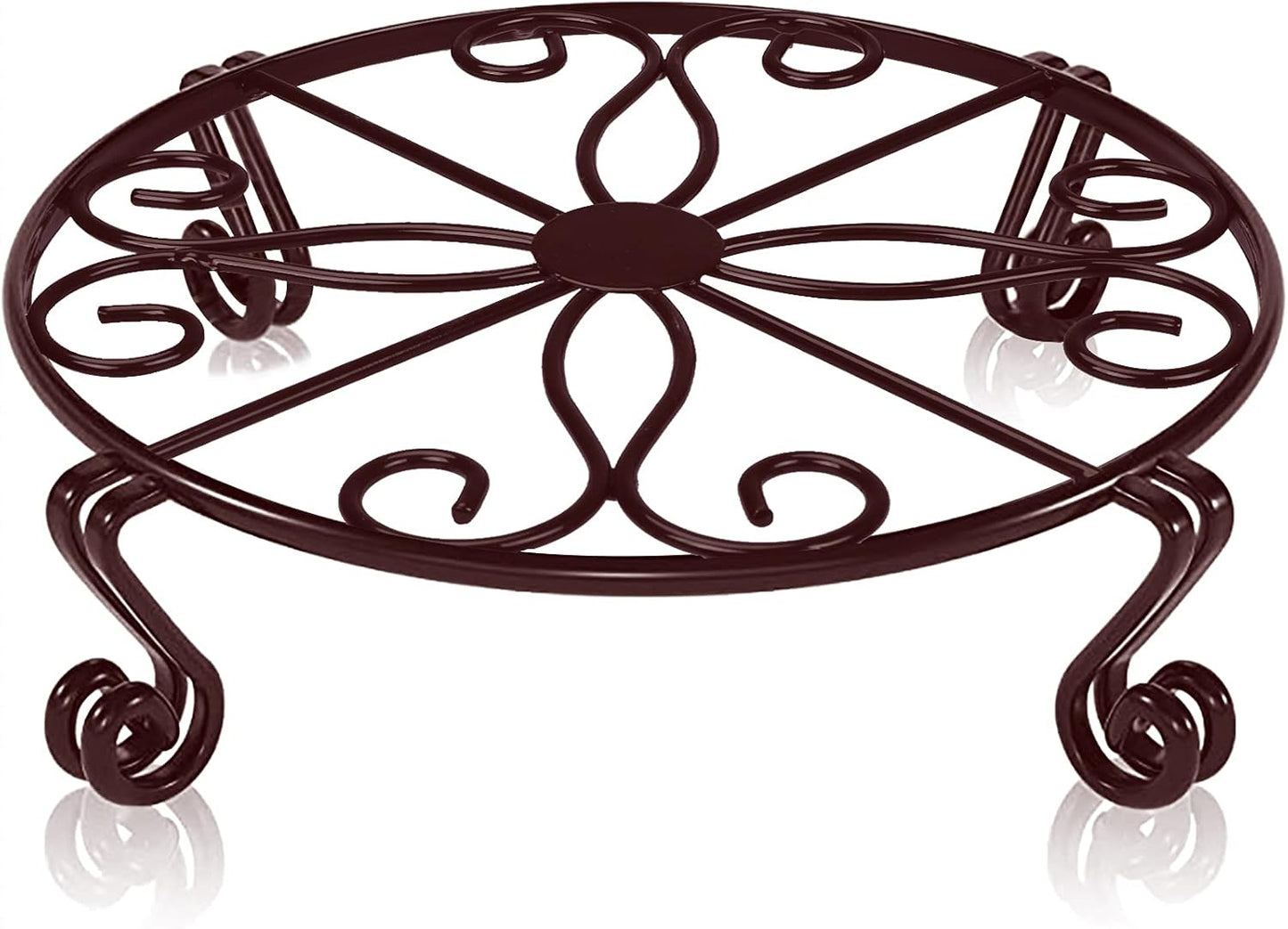 12"x3.1" Black Plant Stand for Flower Pot Heavy Duty Potted Holder Indoor Outdoor Metal Rustproof Iron Garden Container Round Supports Rack for Planter Bronze,Pumpkin Stand Outdoor