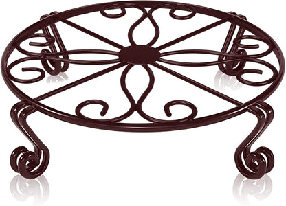 12"x3.1" Black Plant Stand for Flower Pot Heavy Duty Potted Holder Indoor Outdoor Metal Rustproof Iron Garden Container Round Supports Rack for Planter Bronze,Pumpkin Stand Outdoor