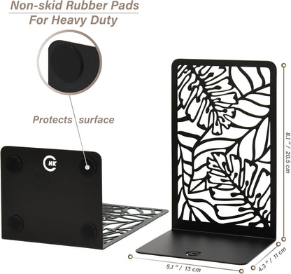 CNK Premium BookEnds - Heavy Duty Metal Book Stoppers for Home Office, Decorative Book Shelf Holders (Hummingbird Black)