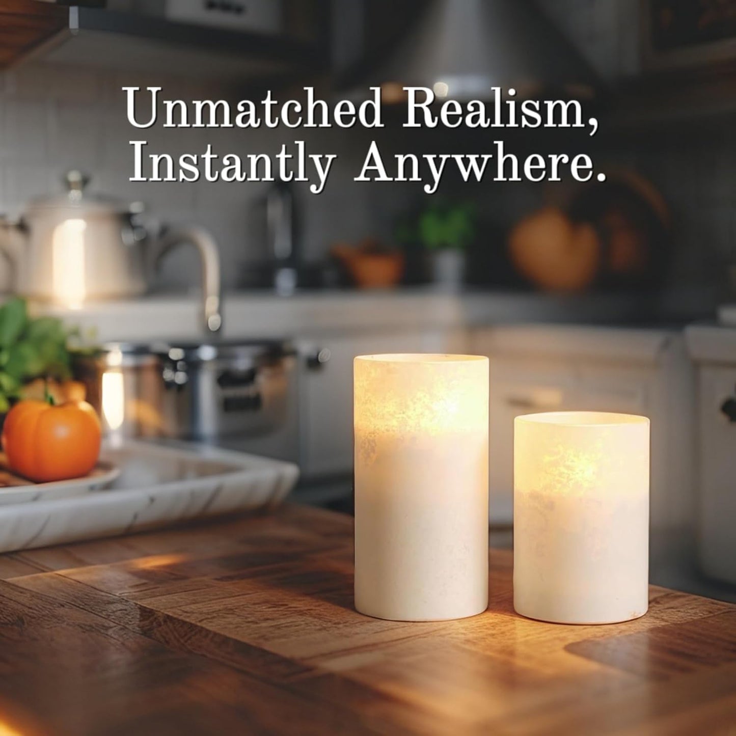 VENTA Set of 3 Warm Ivory Pillar Candles | Real Wax Battery Operated Candles with Flickering Flame | Timeless Year-Round Decor for Weddings, Mantels & Centerpieces