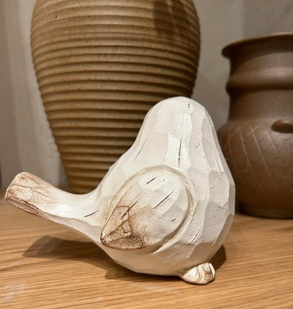 New White Modern Farmhouse Bird Figurine, Bird Statue Sculpture - Carved Rustic Distressed Animal Bird Ornaments - Home Decor Accents Collectible Bird Figurine | Spring