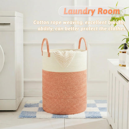 Artfeel Laundry Basket,Woven Cotton Rope Laundry Hamper,60L for Decor Storage of Dirty Clothes,Toys and Blankets in Bathroom,Baby Room and Living Room