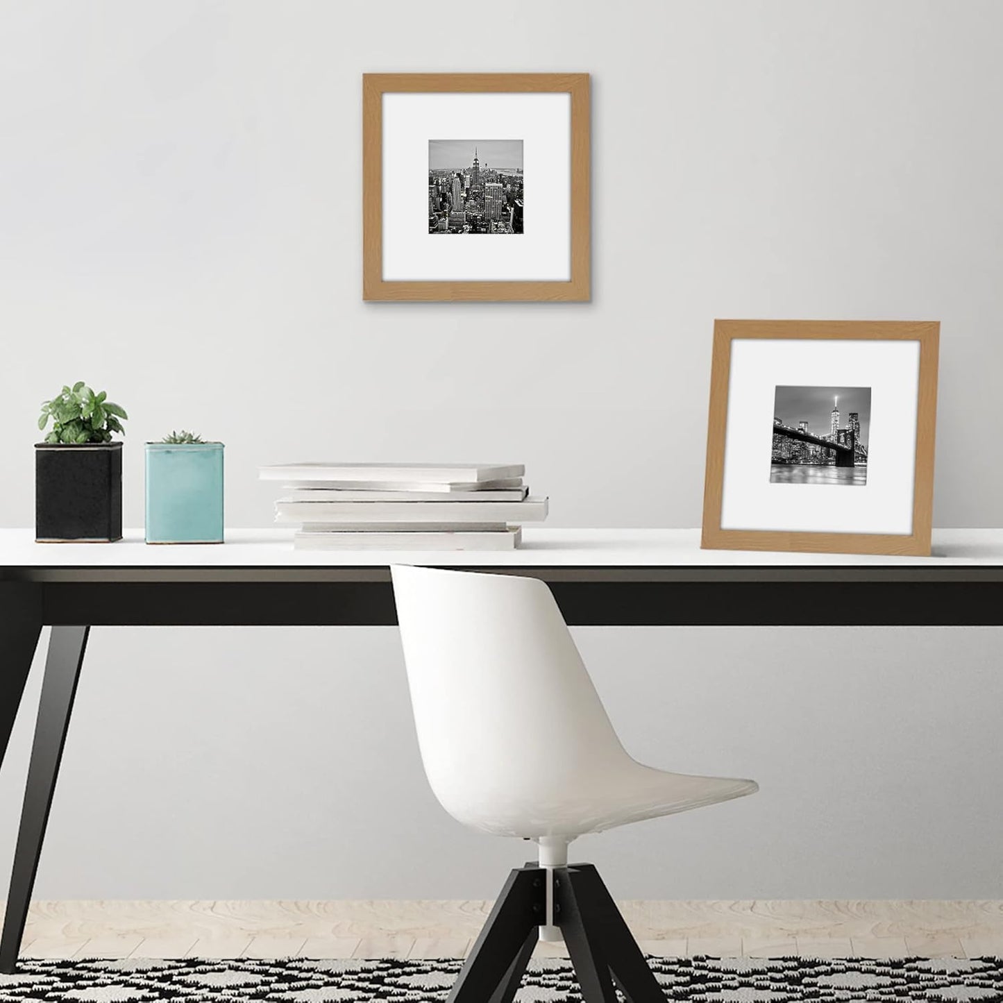Americanflat 8x10 Picture Frame with Shatter-Resistant Glass - Use as 5x7 Frame with Mat or Display 8x10 Photo Without Mat - Signature Collection - Picture Frames for Tabletop and Wall Display - Black
