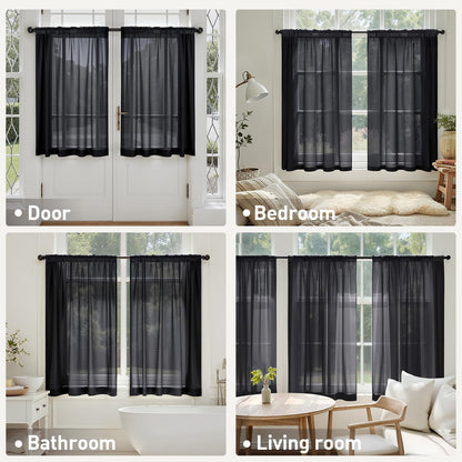 MIULEE White Sheer Curtains 84 Inches Long, 4 Panels Set, Light Filtering Rod Pocket Voile Drapes for Living Room and Bedroom, Airy Soft Fabric Window Treatments, 42 x 84 Inches