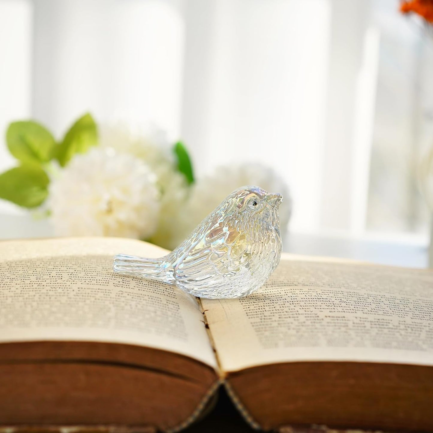 H&D HYALINE & DORA Blue Glass Bird Figurines Bird Gifts for Bird Lovers Women Crystal Glass Animal Figurine Collectible for Home Shelf Decor