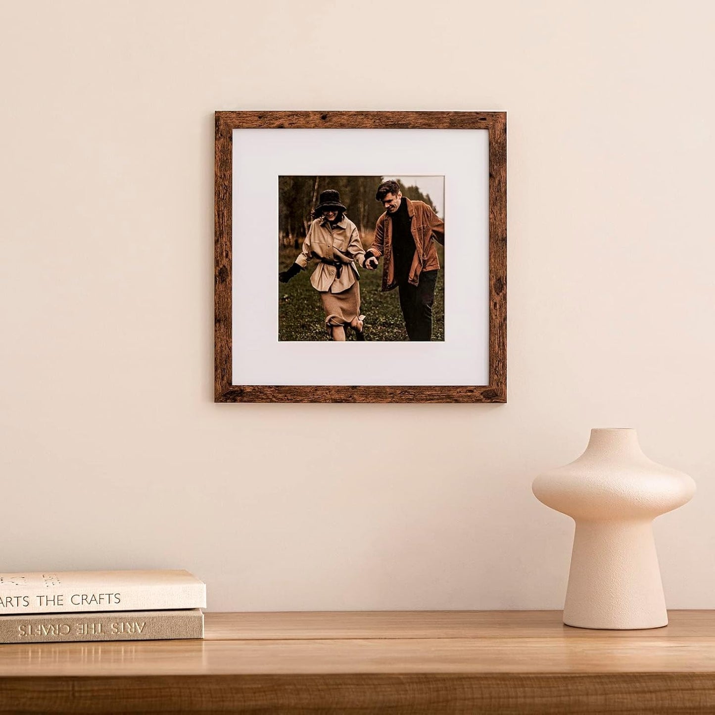 eletecpro 12x12 Picture Frames Set of 9 with Clear Acrylic Cover, Display 8x8 Photos with Mat or 12x12 Without, Classic and Sturdy Square Collage Gallery Wall Decor, Easy Wall Mount, Black