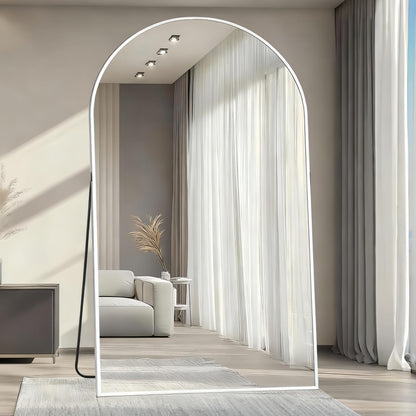 Dewfig Arched Full Length Mirror, 76"x34" Large Floor Mirror, Full Body Mirrors for Leaning or Hanging, Standing Mirrors for Bedroom, Living Room,Dressing Room, Aluminum Alloy Frame, Black