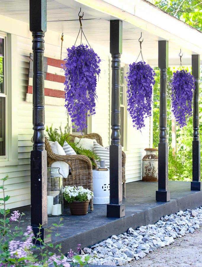 RECUTMS Artificial Hanging Plants Fake Hanging Plant Faux Eucalyptus Leaf Greenery Vine Outdoor UV Resistant Plastic Plants Home Garden Wedding Party Indoor Outdoor Decorations(White)